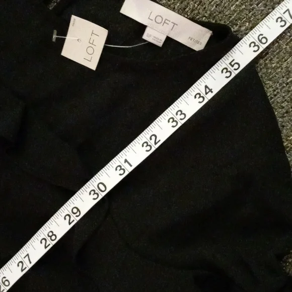 ποΈ π€LOFTπ€ - Black L/S Dress w/Sheer Polka Dot Ruffle Detail - Picture 16 of 16